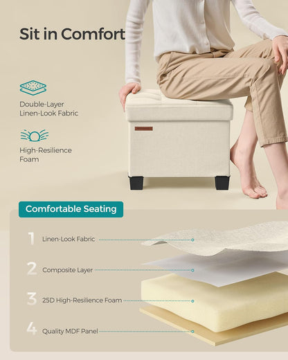 12.6 15.7 13.2 Inches 660 lb, ULSF012W01 SONGMICS Storage Ottoman, Small Ottoman Foot Rest with Legs, x x Foot Stool