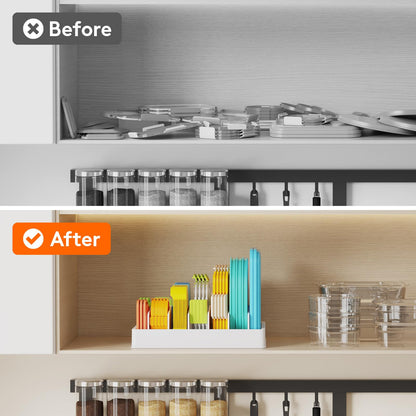 Lifewit Kitchen Cabinet Organizer for Food Contanier Lid, Lid Holder with 6 Adjustable Dividers & 7 Sections for Pantry Organizers and Storage, Home Drawer Organization, Large, 13" x 10"