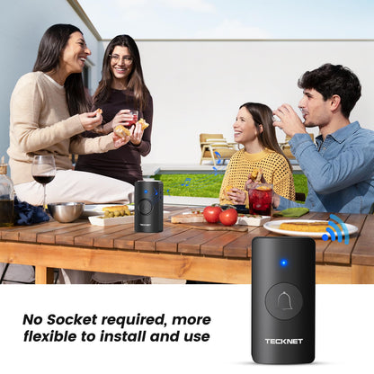 TECKNET Wireless Doorbell 1300FT, IP67 Waterproof Classroom Doorbell Battery-Powered Door Bell, 60 Chimes 5-Level Volume, Electric Doorbells No Plug-in Required for Home Classroom Teachers Warehouse