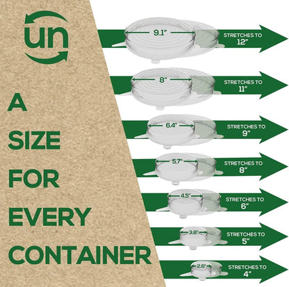 unwasted Reusable Silicone Lids (Small) – Silicone Covers for Food Storage, Reusable Stretch Lids for Containers Up to