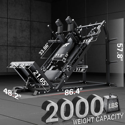 RitFit Gazelle Pro 3 in 1 Leg Press and Hack Squat Machine - High-Tensile Steel Leg Press Machine, 2000lbs Capacity, Adjustable Angles with Weight Storage (Black (with Pull up Band))