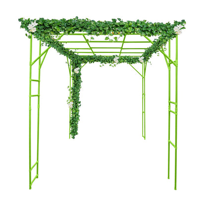 118'' L x 79'' W x 90'' H Grape Trellis, Garden Arch Trellis for Climbing Plants Outdoor, Metal Walkway Arbor Pergola for Backyard Decoration, Large Plant Stand for Vegetable Fruit, Green