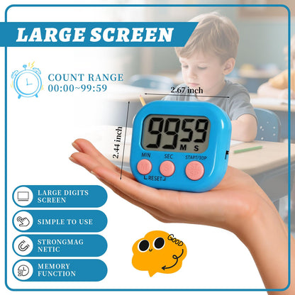 12 Pack Multi-Function Digital Timers, Magnetic Large LCD Display Loud Alarm Countdown Timers, Extensively Use in Classroom, Break Time, Gym, Meeting, Cooking