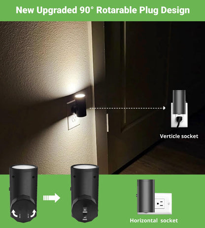 GEPLAD 4 Pack LED Night Light, Plug Into Wall, Dusk to Dawn Sensor, Soft White 3000K,Uplight & Downlight, for Bedroom, Stairway, Hallway,Bathroom Dimmable
