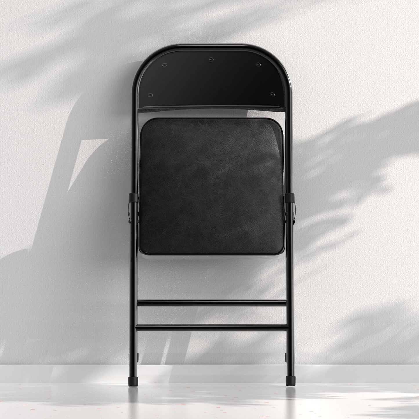 Nazhura 4 Pack Folding Chairs with Padded Vinyl Cushion Chairs with Comfortable Cushion and Durable Steel Frame for Home and Office, for Indoor and Outdoor Events (Black Vinyl Padding 20 Pack)