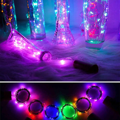 SunKite Wine Bottle String Lights with Cork, 18 Pack, 20 LED 2M Mini Silver Copper Wire Fairy Lights for DIY Decor