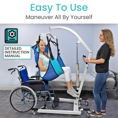Vive Hydraulic Patient Lift for Home Use - Portable, Medical Patient Transfer Lift System - Sit to Stand Lift Assist for Elderly - Floor & Fall Elderly Lift - for Car, Wheelchair, Chair & Bed Transfer