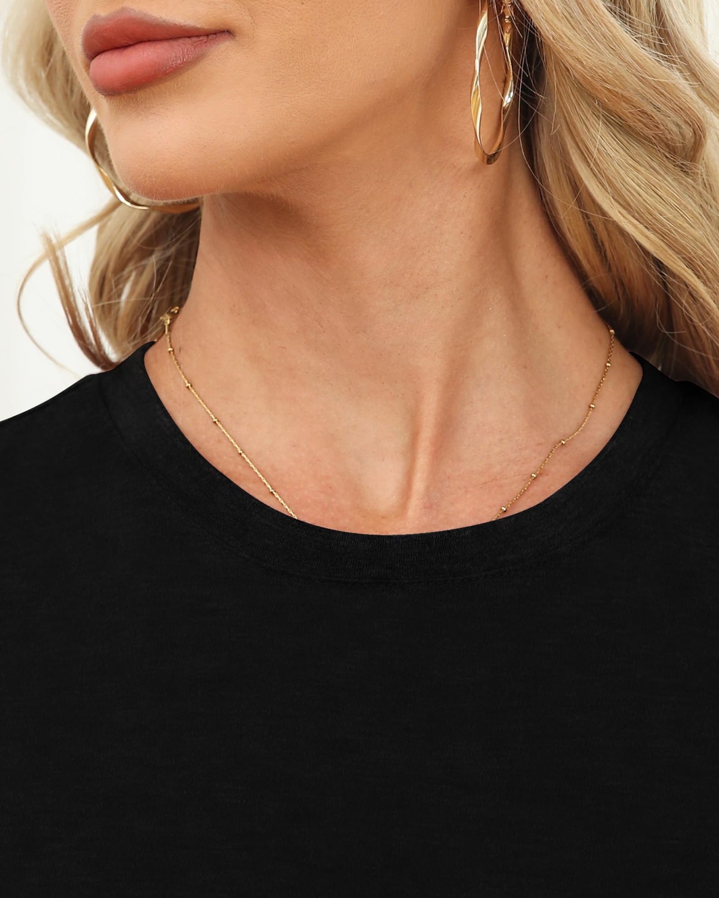 Memorose Womens Short Sleeve Tops Summer T Shirts Round Neck Fashion Causal Basic Tee Black L