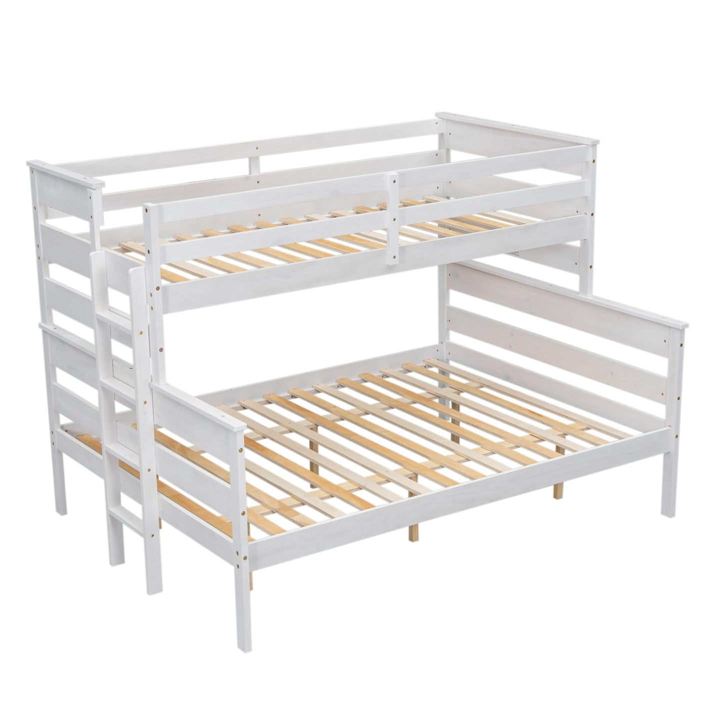 Acosure Solid Wood Twin XL Over Queen Bunk Bed with Ladder and Slat Support,Bedroom Detachable Bed Frame w/Easy Assembly & No Box Spring Required,for Kid Adult Boy Girl Teen,White