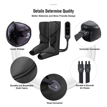 FIT KING Leg Massager for Circulation Air Compression Leg and Foot Massager to Relieve Pain Swelling Edema with Handheld Controller - 3 Intensities 2 Modes - Great Gift for Wife Mom and Friend