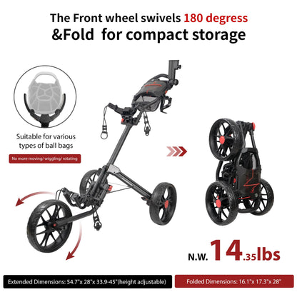 Caddytek CaddyLite 15.3 V2 Golf Push Cart - Lightweight Foldable Aluminum Cart with EVA Wheels, Foot Brake, Adjustable Handle, Umbrella Holder, Drink Holder, Scorecard Holder