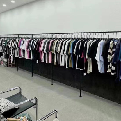 RJYYYDS Black Wall Mounted Garment Rack with Creative Metal Clothing Store Display Stands Heavy Duty Commercial Boutique Clothes Shelf for Home Cloakroom Towel STO,A-Length 300cm