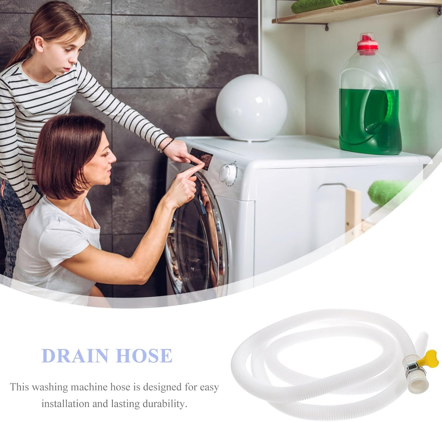 Uonlytech Portable Washer Hoses, Air Conditioner Drain Kit Tube for Washer, Lengthen Flexible Hose