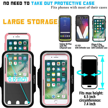 Arm Phone Holder for Running, Armband Cellphone for iPhone 15 14 13 12 11 Pro Max/XR/8 7 6s Plus, for Galaxy A/S/Note Up to 6.9’’, for Exercise Gym Fitness Sports Gear-Black
