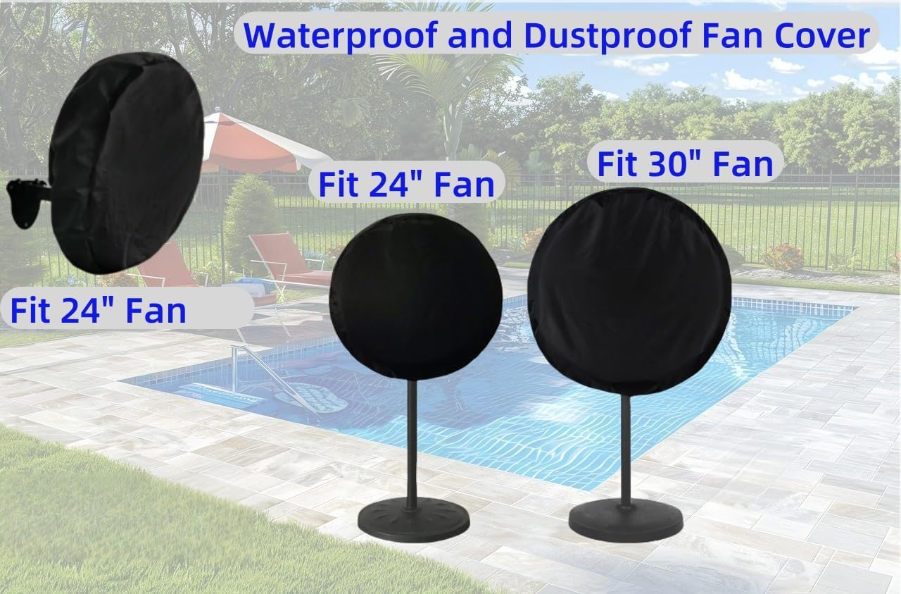 Outdoor Fan Cover, Waterproof & Dustproof, Fits Most 24" & 30" Large Stand Up Pedestal Fans