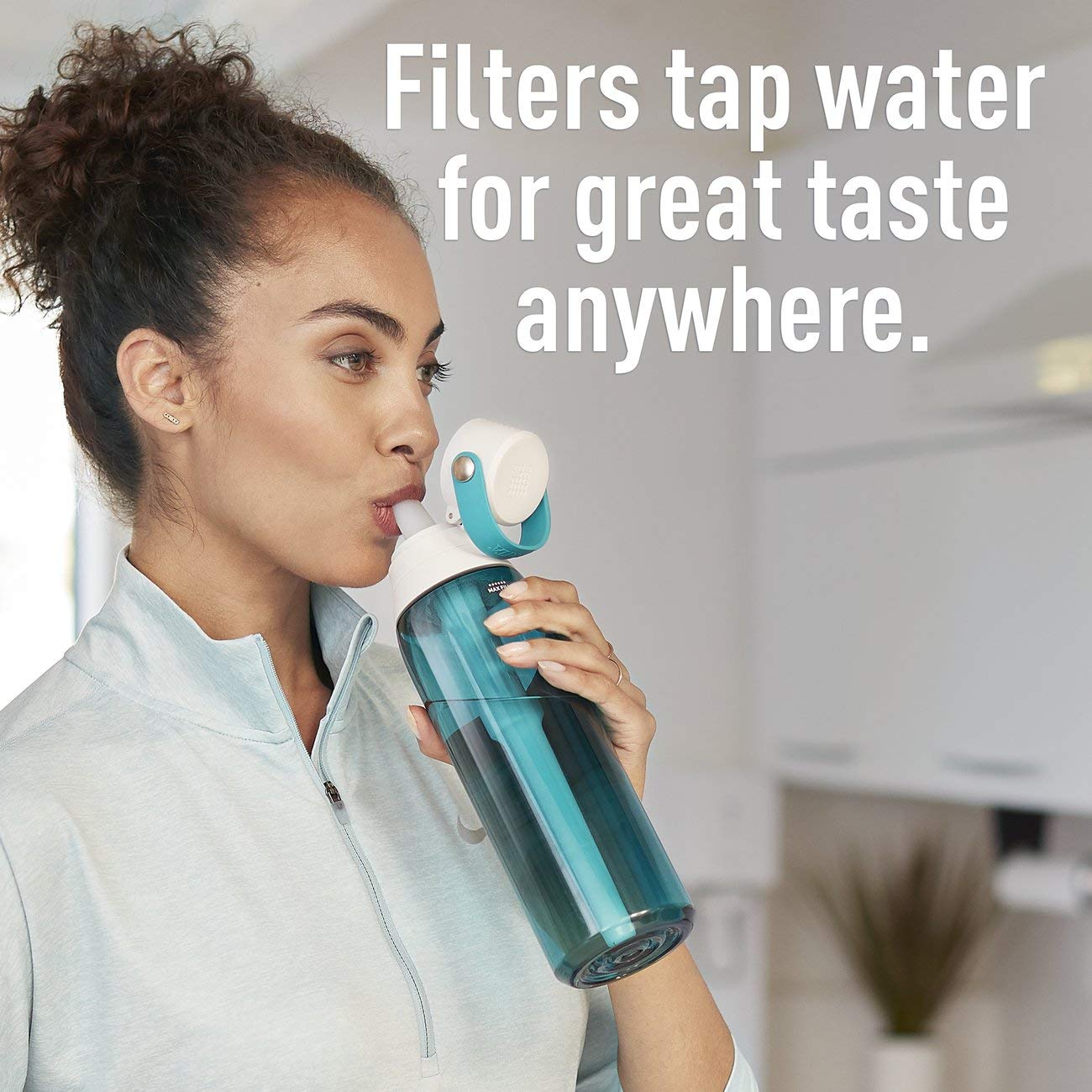 Brita Insulated Filtered Water Bottle with Straw, Reusable, BPA Free Plastic, Sea Glass, 26 Ounce