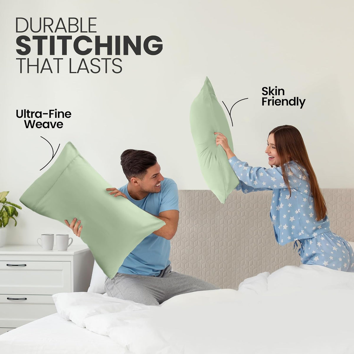 Utopia Bedding King Pillow Cases - Soft Brushed Microfiber - 2 Pack, 20 X 40 Inches, Sage Color