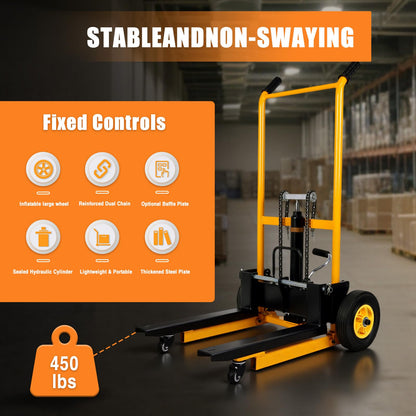 Mini Forklift Portable Pallet Jack Table Cart with Swivel Wheels Handheld Push Pallet Trolley Wear Resist for Household Warehouse Factory