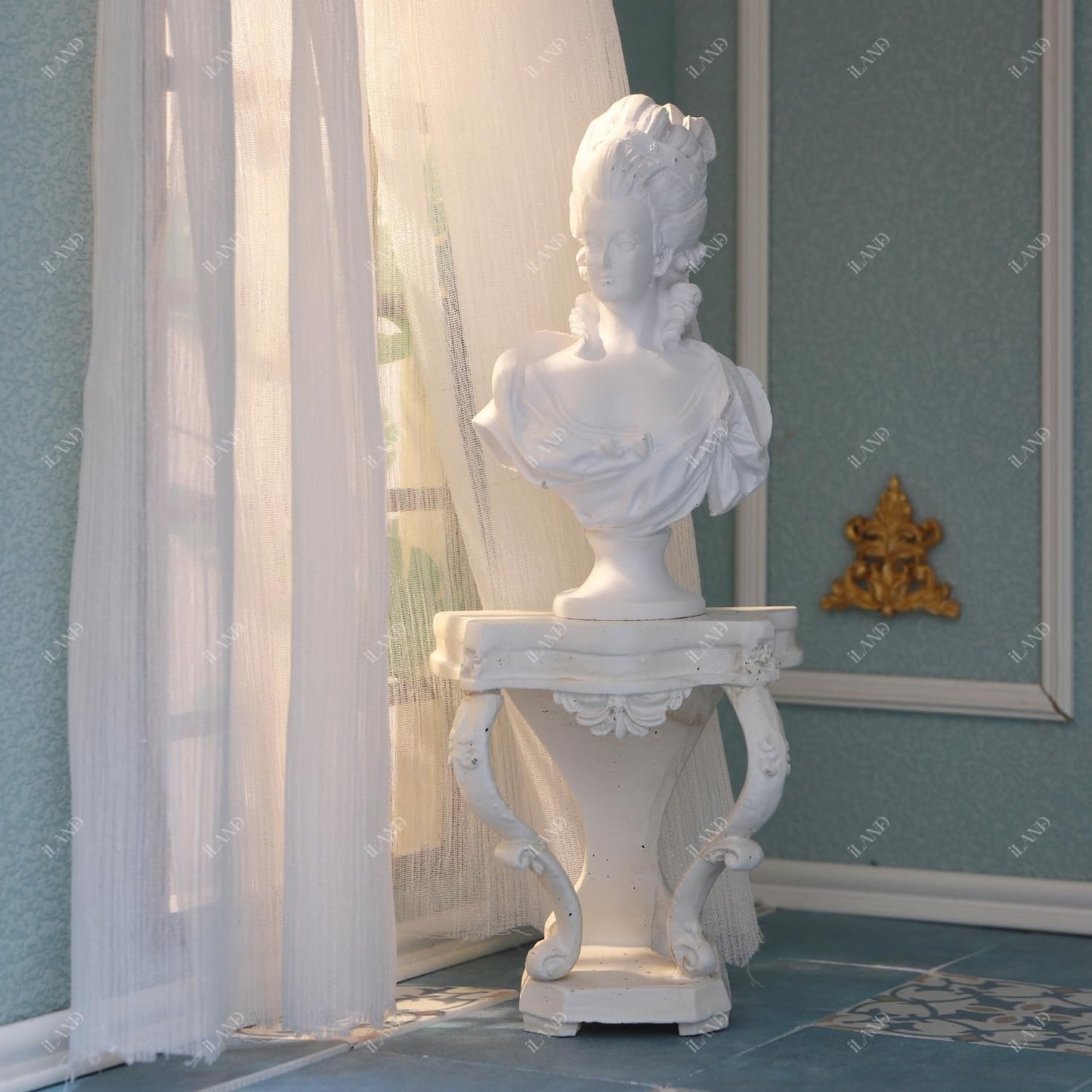 iLAND Dollhouse Furniture on 1/12 Scale Miniature Dollhouse Table Victorian Furniture for Doll House Living Room Fairy Garden Accessories Mini House Decor Classical Rococo