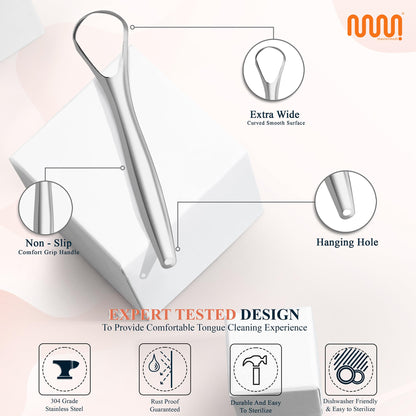 MasterMedi Tongue Scraper with Case Easy to Use Tongue Scraper for Adults, Tongue Cleaner for Oral Care & Hygiene (Single Pack (with Travel Case))