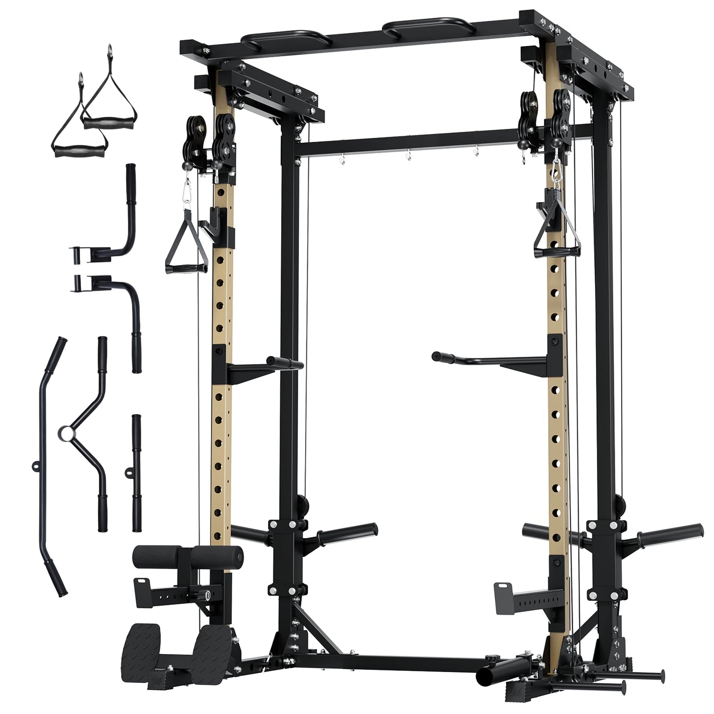MAJOR FITNESS Drone3 Power Rack, 2500lbs Multi-Function Home Gym Squat Rack with Dual Pulley System, Pull-Up Bar & J-Hooks, Heavy-Duty Steel Frame for Maximum Stability & Strength Training