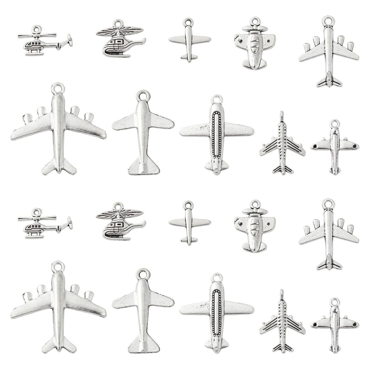 Ipotkitt 100 Pcs 10 Styles Vintage Style Charms Passenger Airplane Charms Aircraft Airliner Charms Jewelry Findings for Jewelry Making DIY Crafts