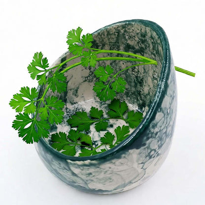MGMGART Pottery Herb Stripper Bowl Handmade Green Glazed Ceramic Kitchen Gadget with Four Sizes Holes for Rosemary Parsley Basil Kale Detach Leaves from Stem