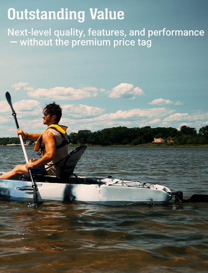 Upgraded Brooklyn 10.0 Pedal Sit-On-Top Kayak by BKC, Lightweight Fishing Kayak with Flipper Pedal Drive, Rudder Steering, 350 lb Capacity, Stable 10 ft Hull, Adjustable Seat, Storage & Rod Holders