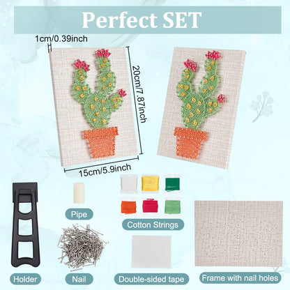 WEBEEDY DIY String Art Kit for Adults Beginners, DIY Cactus Nail String Craft Kit, Include All Necessary Accessories and Frame, Creative Craft Kits Home Wall Decorations Unique Gift