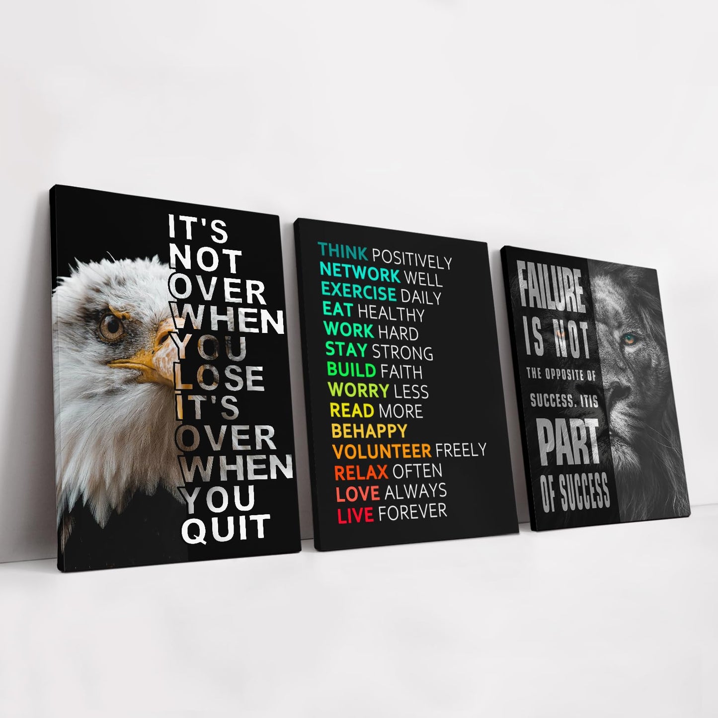 KAWAHONE Canvas Painting Wall Art, Grind Hustle Execution Motivational Wall Art Decoration Posters Prints for Living Room Bedroom, Office Decor, Gallery-Wrapped Canvas Art Set Framed Ready to Hang