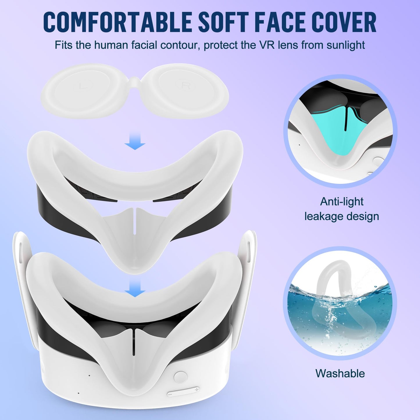 Silicone Cover Set Compatible with Meta/Oculus Quest 3s Accessories, Silicone Face Cover, Controller Grip Cover, Camera Lens Protector, VR Shell Cover, Protective Lens Cover, Not Fit Quest 3