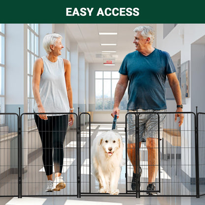 IDEALHOUSE Dog Playpen – 40" h 8-Panel Heavy Duty Metal Pet Exercise Pen for Indoor/Outdoor Use, Wide Door with Low Threshold, Portable Puppy Enclosure for RV, Camping, Garden, Yard