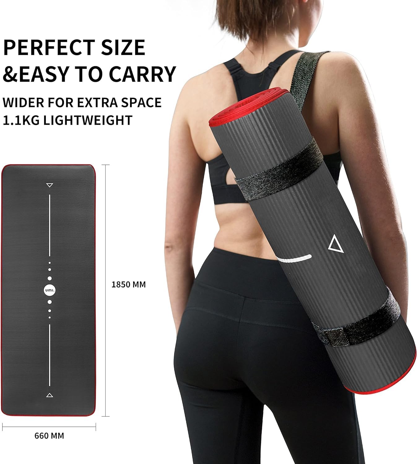 PROIRON Yoga Mat Eco Friendly NBR All-Purpose 10mm Thick Non-Slip Exercise Mat High Density Anti-Tear Pilates Mat with Carrying Strap for Yoga Pilates and Gymnastics - 183cm x 66cm x 1cm - 7 Colours(Only official brand : PROIRON)