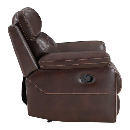 OSP Home Furnishings Bryson Ultra Soft Faux Leather Recliner with Premium Plush Padding and Manual Recline, Espresso