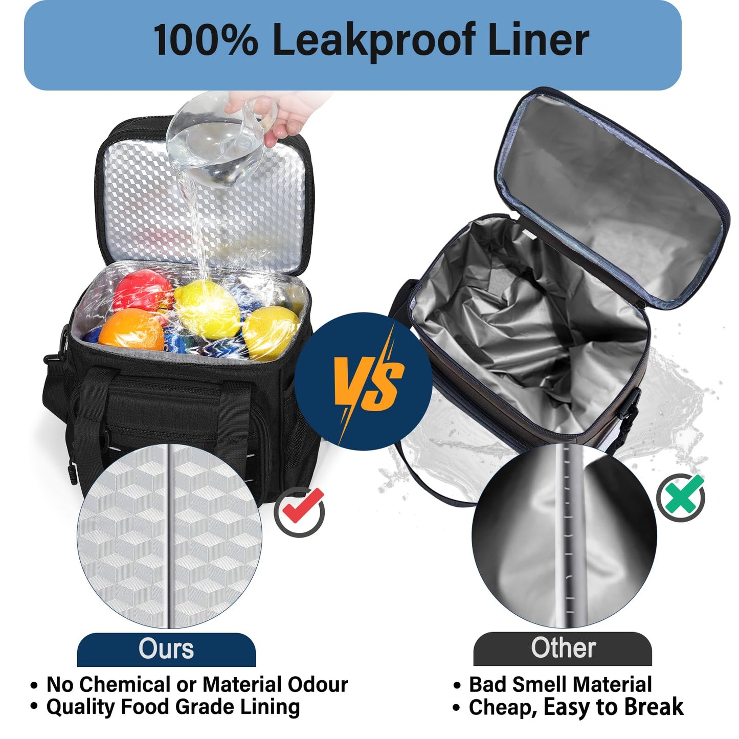 Lunch Box Cooler Bag - Tactical Insulated Lunchbox for Men - Large Soft Expandable Lunch Pail for Adults Work Outdoor Shifts Trips Black 16L