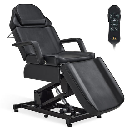 BarberPub Fully Electric Facial Bed with 3 Motor for Esthetician, Electric Tattoo Chair for Client, Facial Bed for Esthetician, Massage Adjustment 2751 (Black, Height (Flat): 25.2"–37")