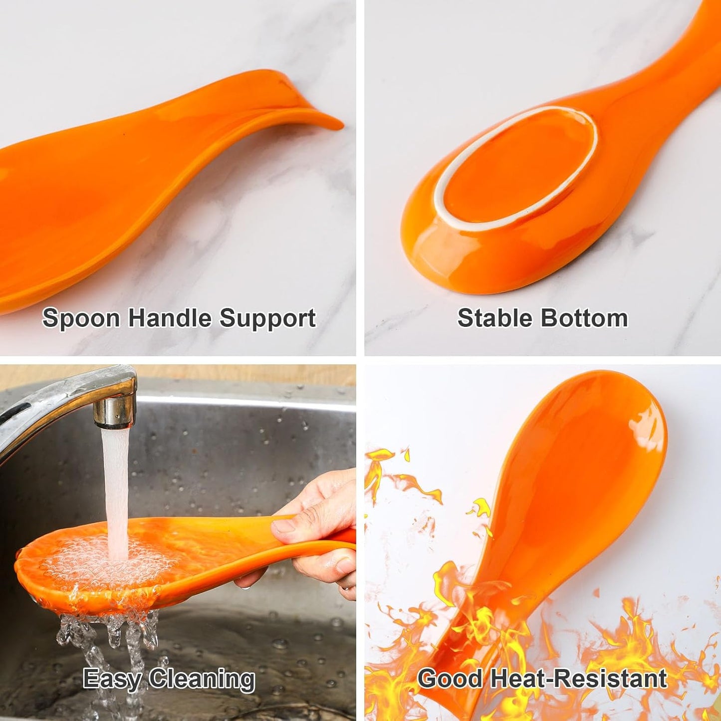 Hasense Spoon Rest for Stove Top, Cooking Spoon Holder for Kitchen Counter, Porcelain Utensil Rest, Modern Decor