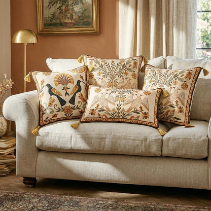 18"x18" bilin gaier Square Brown Throw Pillow Covers,Floral Farmhouse Yellow Birds Flower Pattern Linen Accent Pillows