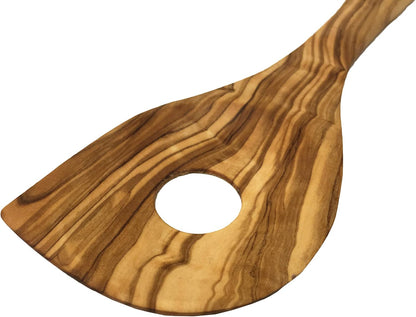AramediA Olive Wood Risotto Spoon, Handcrafted 12.5" Wooden Cooking Utensil, Durable & Lightweight for Nonstick Cookware