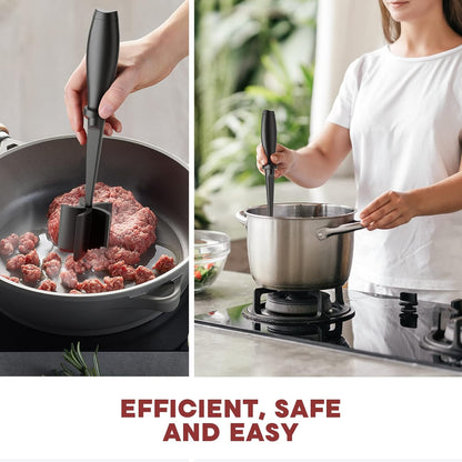 Skiennix Meat Chopper Set - Premium Heat Resistant Hamburger Smasher for Ground Beef & Turkey | 2 Pcs