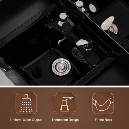 BarberPub Wall Mount Storage Station with Mirror Shampoo Bowl High-end Styling Beauty Salon Furniture Set 3145 (Black)