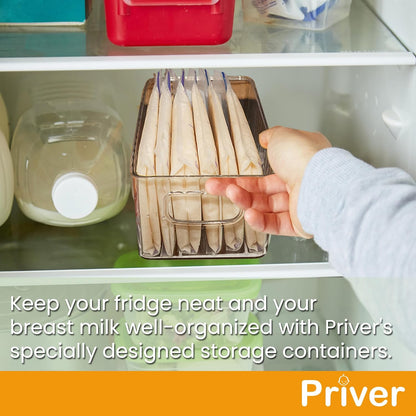 4 pack 5.2 9.3" 4.2" Priver - Breast Milk Freezer Storage Containers, - Breastfeeding Essential in Organization