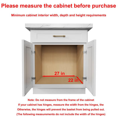 Sikarou Pull Out Cabinet Organizer,Heavy-Duty Slide Out Shelf, Wood And Wire Basket, Pull Out Drawer for for Kitchen Under Sink Space, Pantry, Bathroom (26 * 21 WM)