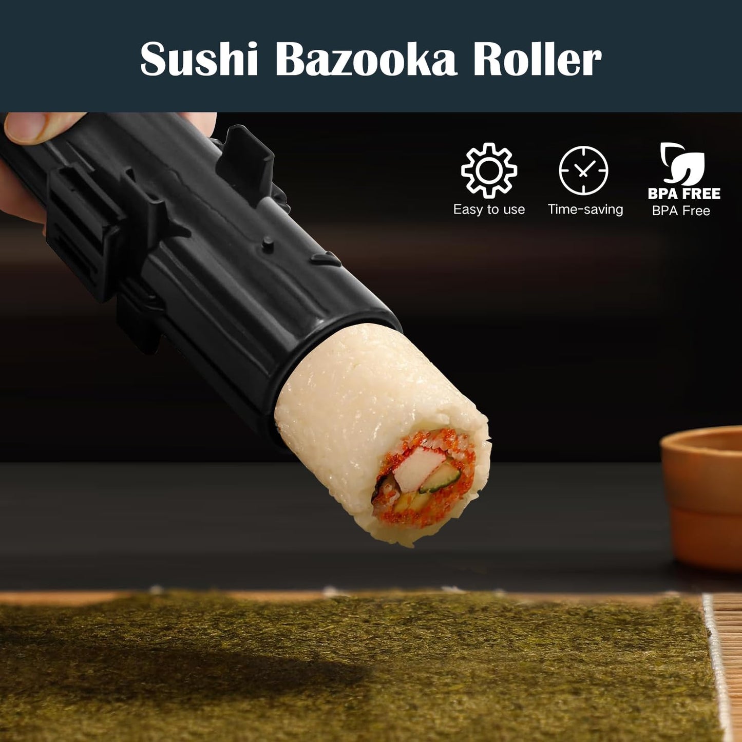 SmileTools Sushi Making Kit, 28 in 1 Sushi Roller Kit with Bamboo Mats, Sushi Bazooka, Nigiri Gunkan Sushi Mold, Musubi Maker, Rice Ball Mold & More