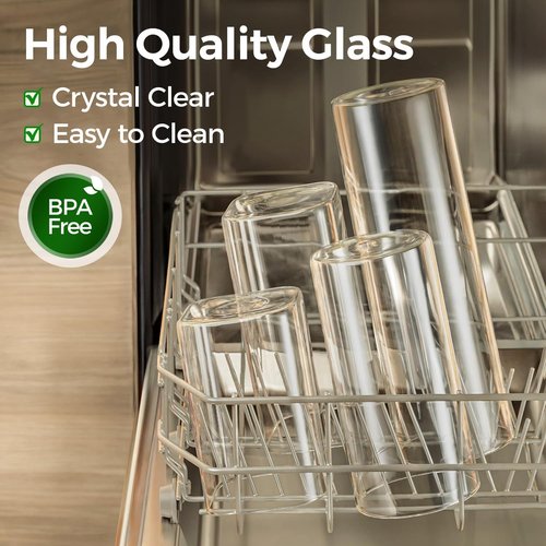 ComSaf Glass Storage Containers - 1.2 QT Square Jars with Lids for Pantry Organization - Set of 2