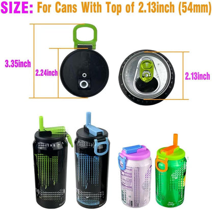 4 Pack 12oz/16oz DIPESI Soda Can Lids with Straws,Inspired by Energy Drink Can Colors Fits fit Standard Cans