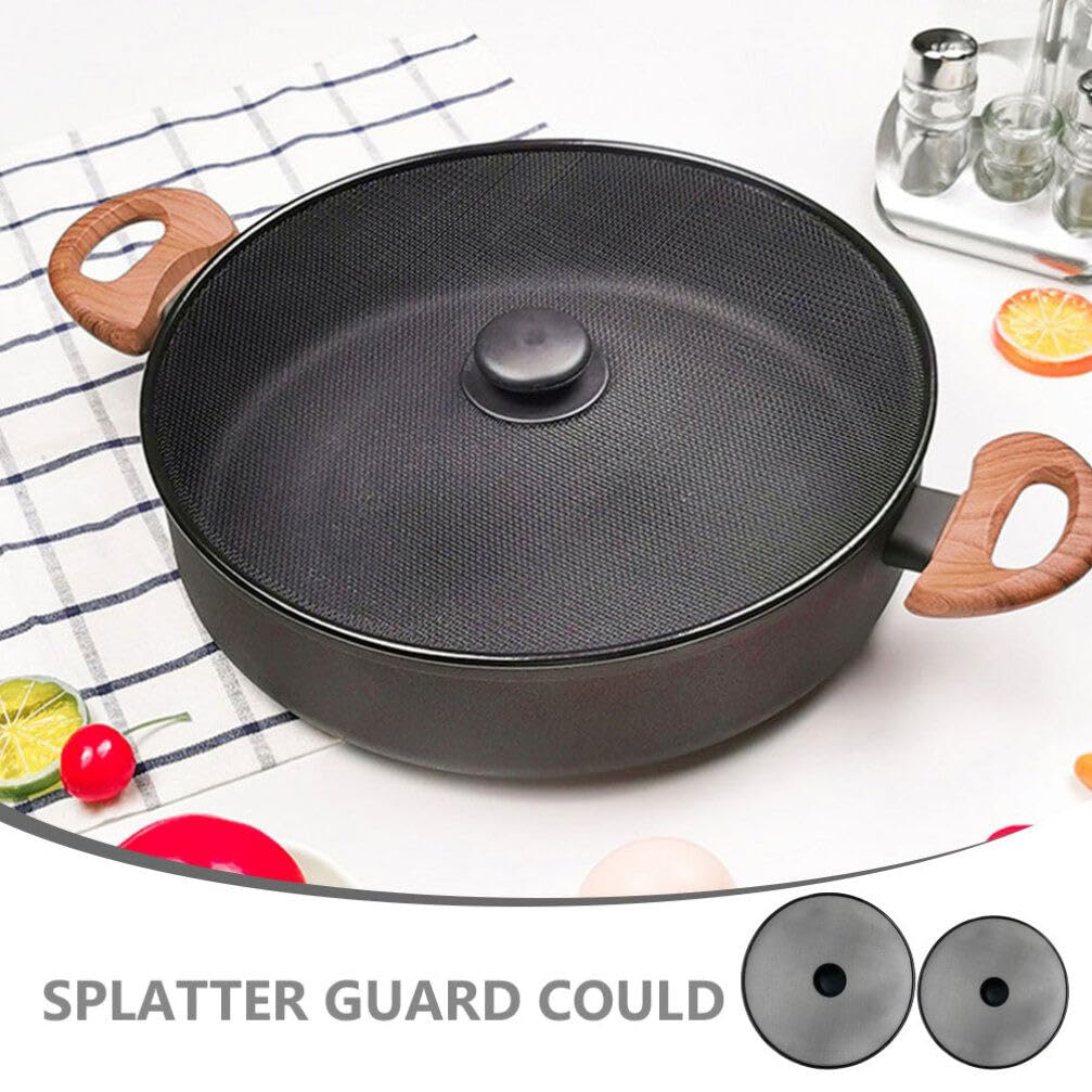 Kichvoe 13 Inch Oil-Proof Mesh Splatter Screen for Frying Pans and Skillets with Handle Grease Splatter Guard Cooking Pan Splash Cover Set