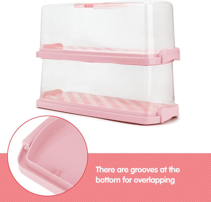 2-Pack Plastic Rectangular Bread Box with Clear Lid, Loaf Cake Keeper, Portable Bread Keeper Storage Container