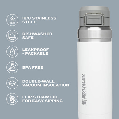 STANLEY Water Bottle 24 oz Insulated Stainless Steel | Push Button Lid | Leakproof | Hot 8 Hours, Cold 12 Hours | Mist | Pack of 4