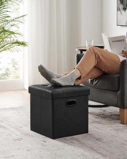 15 Inches Grommet 660 lb, ULSF30B SONGMICS Mazie Collection - Ottoman with Storage, Footstool, Storage Ottoman